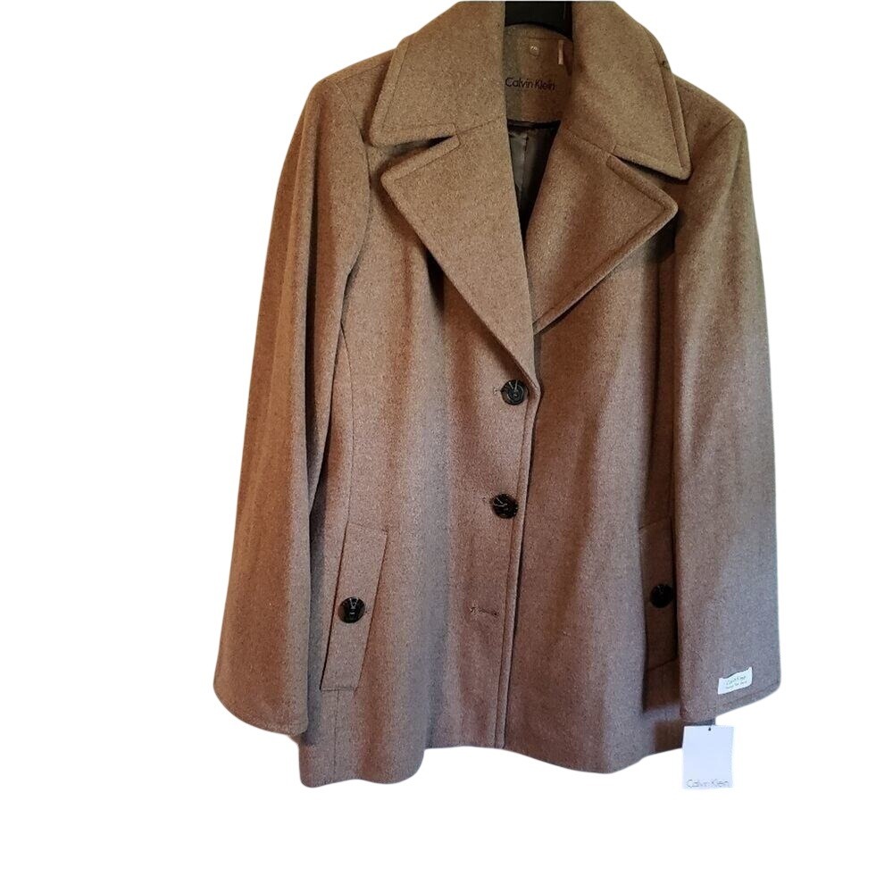 Calvin Klein Women‎ Oat Wool Cashmere Blend Peacoat Jacket PXXL CP583007 NEW